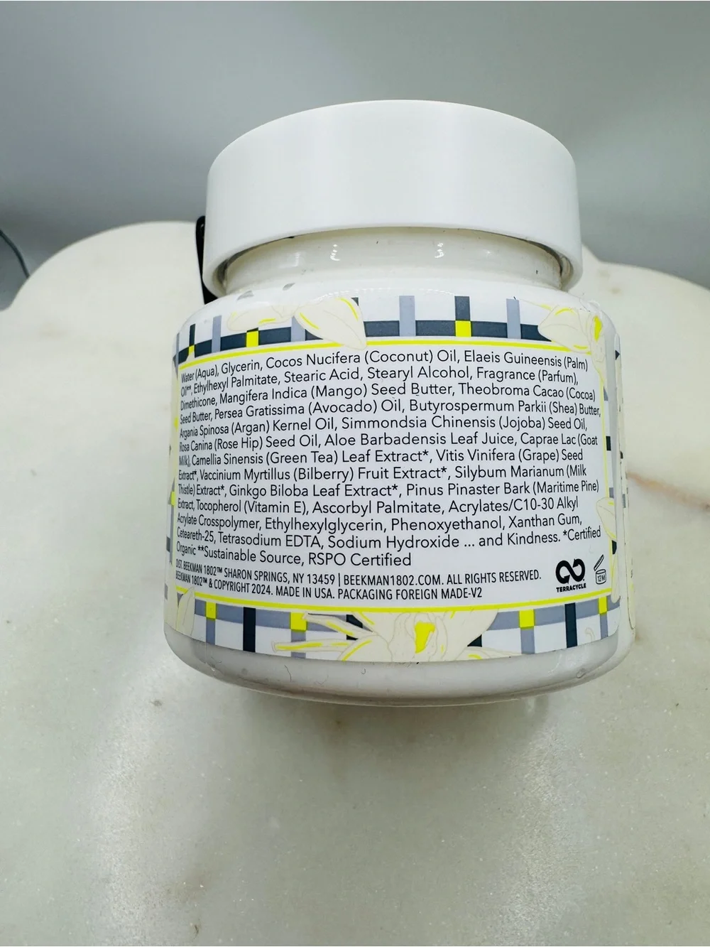 Beekman 1802 Vanilla Absolute Whipped Body Cream – White Jar with Yellow Accent